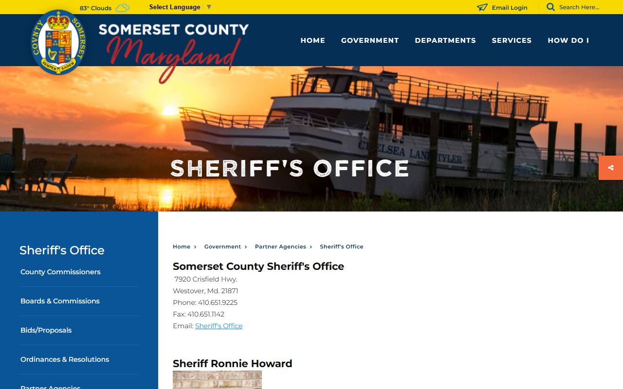 Somerset County arrest records Sheriff's Office contact page