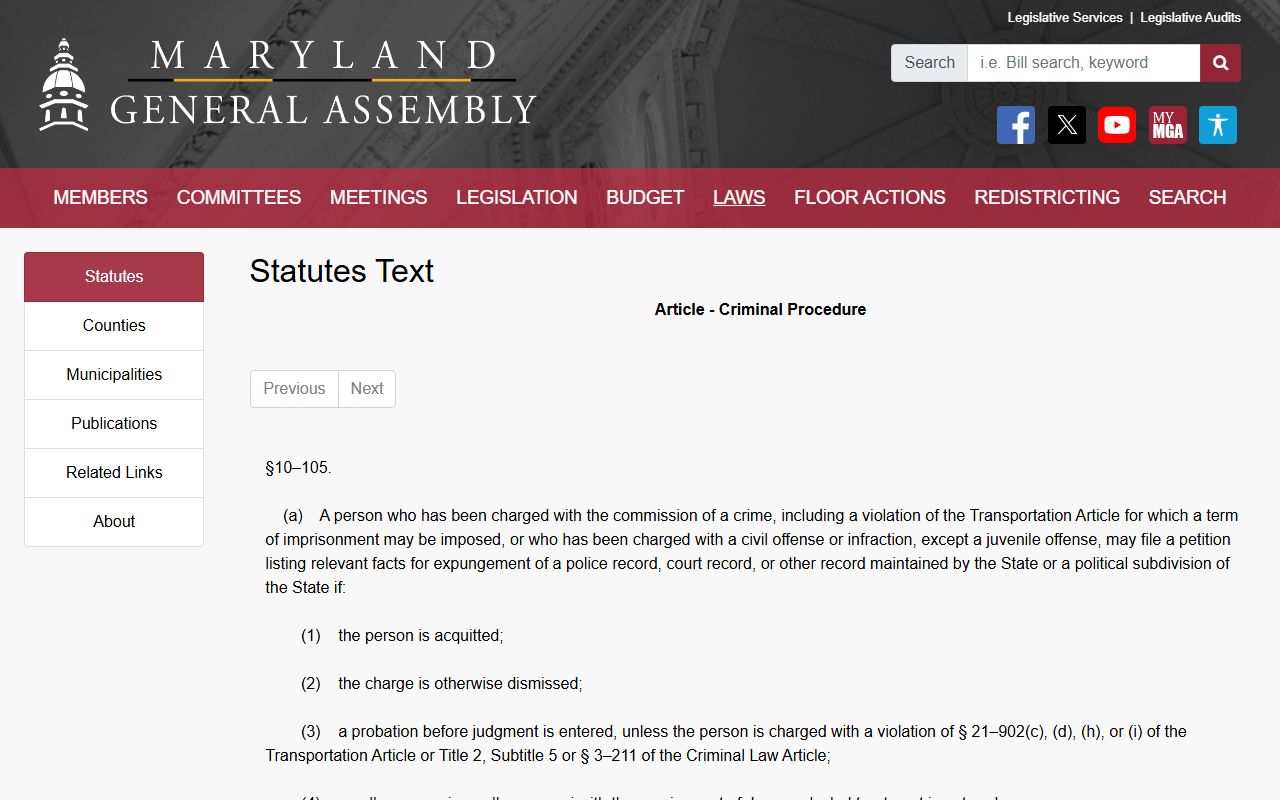 Somerset County criminal court records expungement petition statute