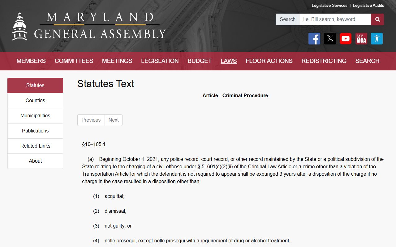 Somerset County criminal court records automatic expungement statute