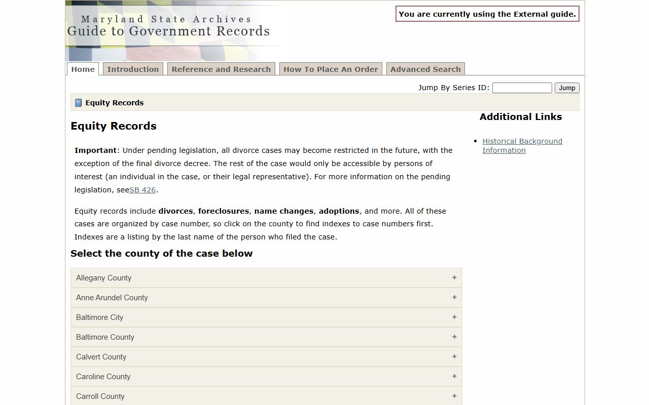 Somerset County divorce records Maryland State Archives divorce guide