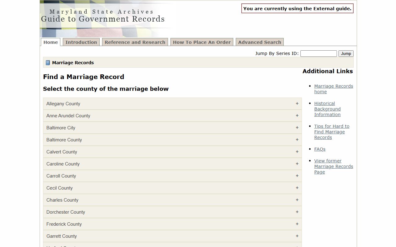 Somerset County marriage records Maryland State Archives marriage guide