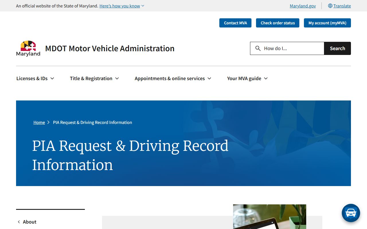 Somerset County traffic court records MVA driving record information